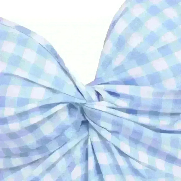 Summer midi checkered Blue dress Size  med - Picture 6 of 10